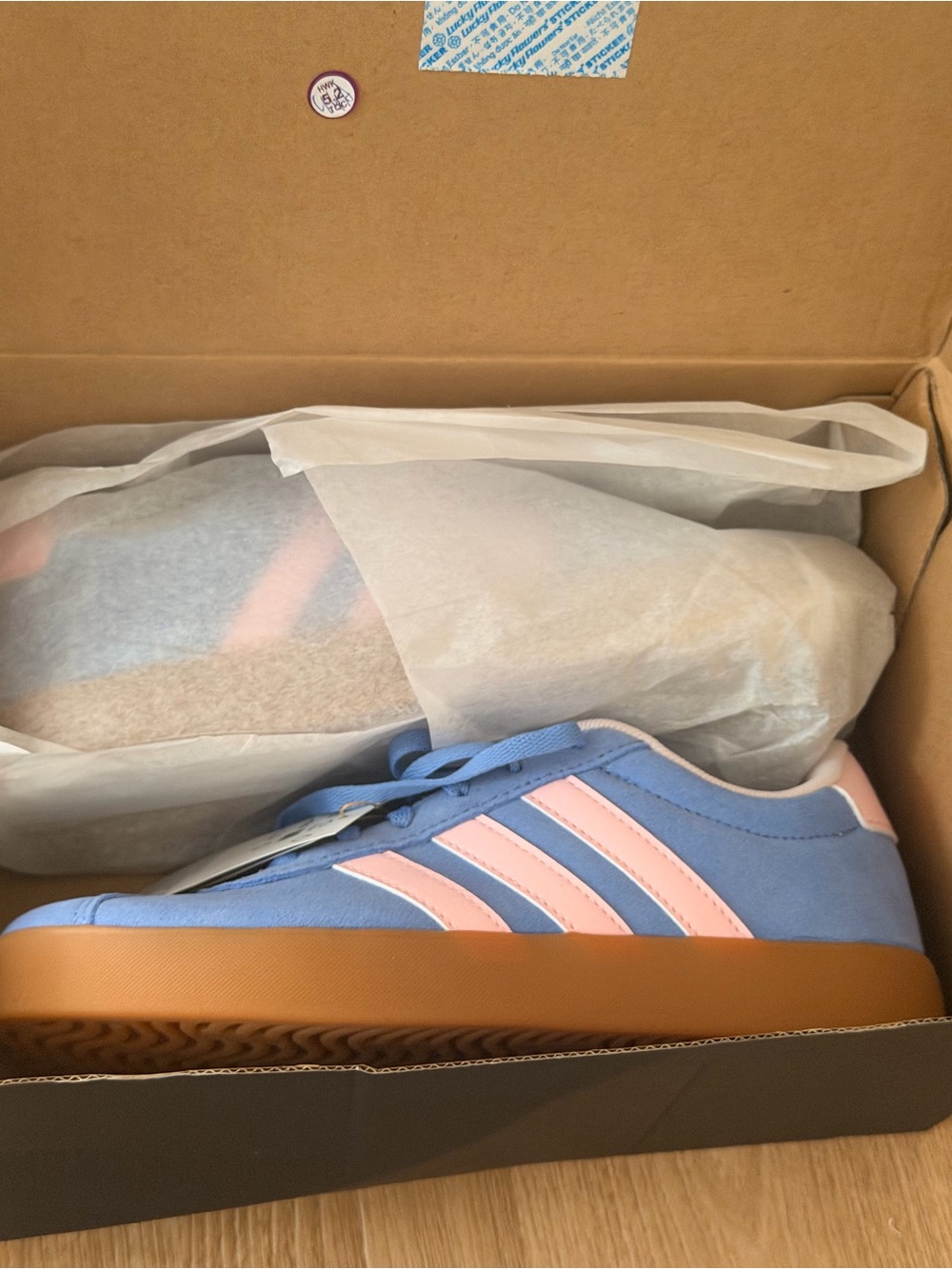 New adidas Low-Top Sneakers in Light Blue and Pastel Pink